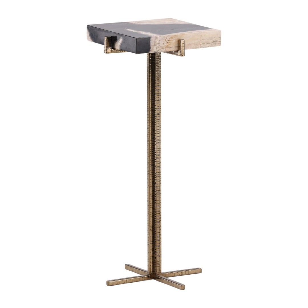 Lyra Petrified Wood Side Table, three-quarter studio view