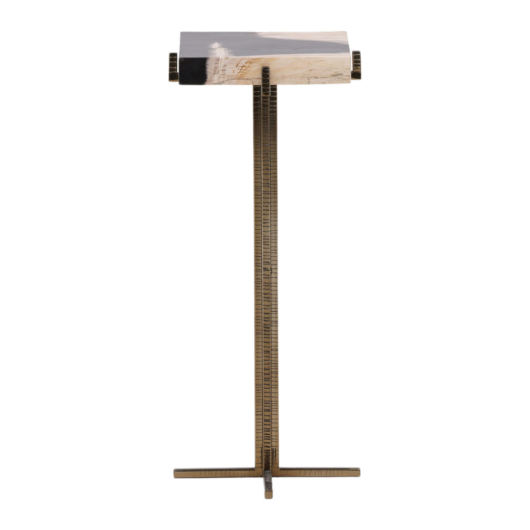 Lyra Petrified Wood Side Table, front view