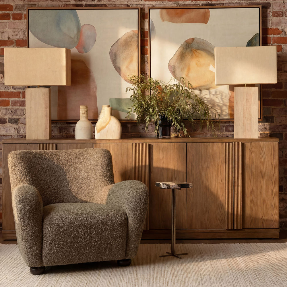Lyra Petrified Wood Side Table, manufacturer lifestyle setting