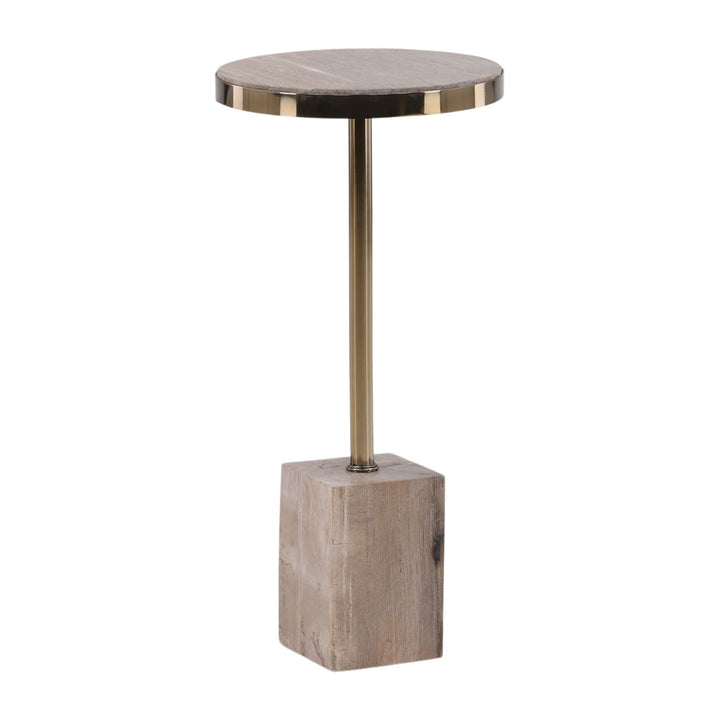 Cove Petrified Wood Side Table, three-quarter studio view