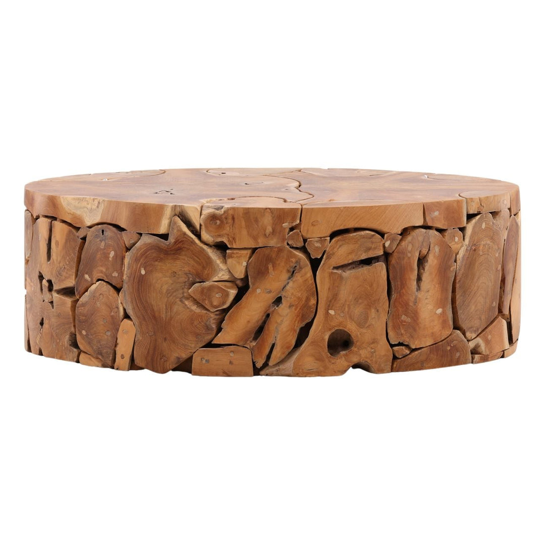 Barden Teak Outdoor Coffee Table, three-quarter studio view