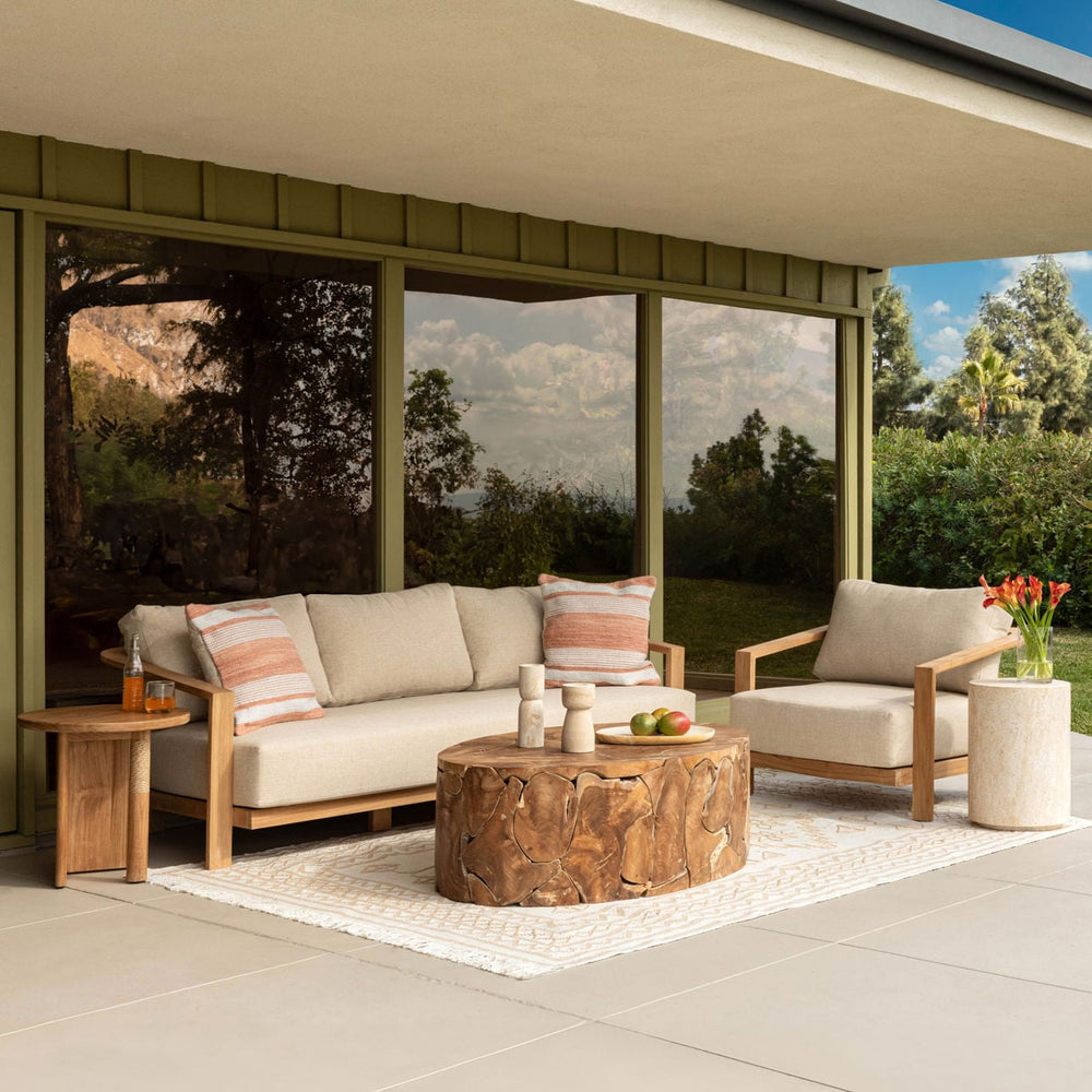 Barden Teak Outdoor Coffee Table, lifestyle view