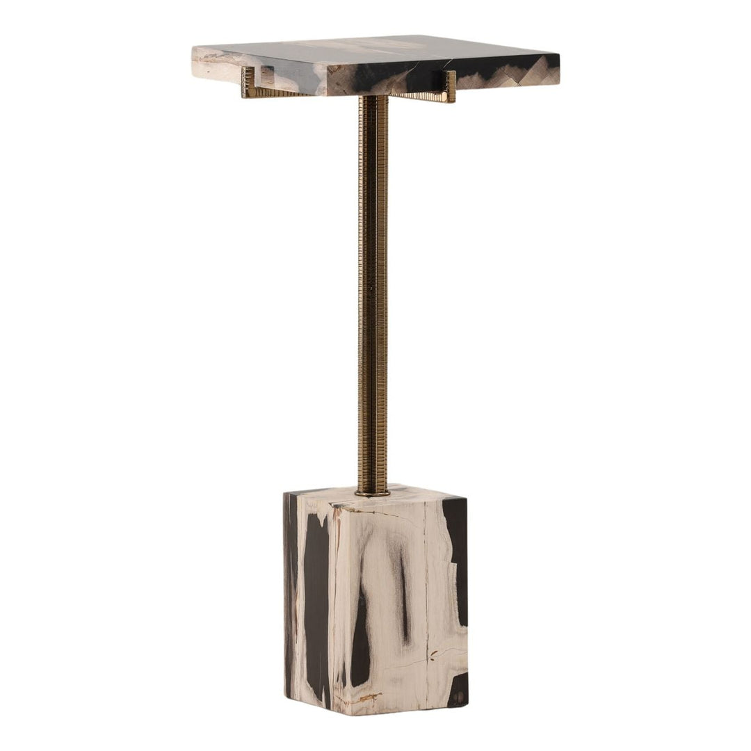 Elio Petrified Wood Side Table, three-quarter studio view