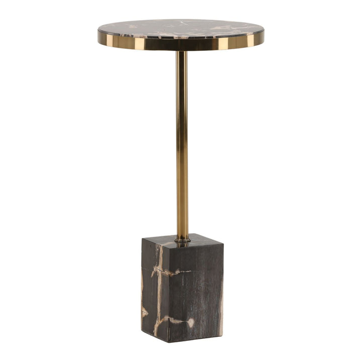 Wren Petrified Wood Side Table, three-quarter studio view