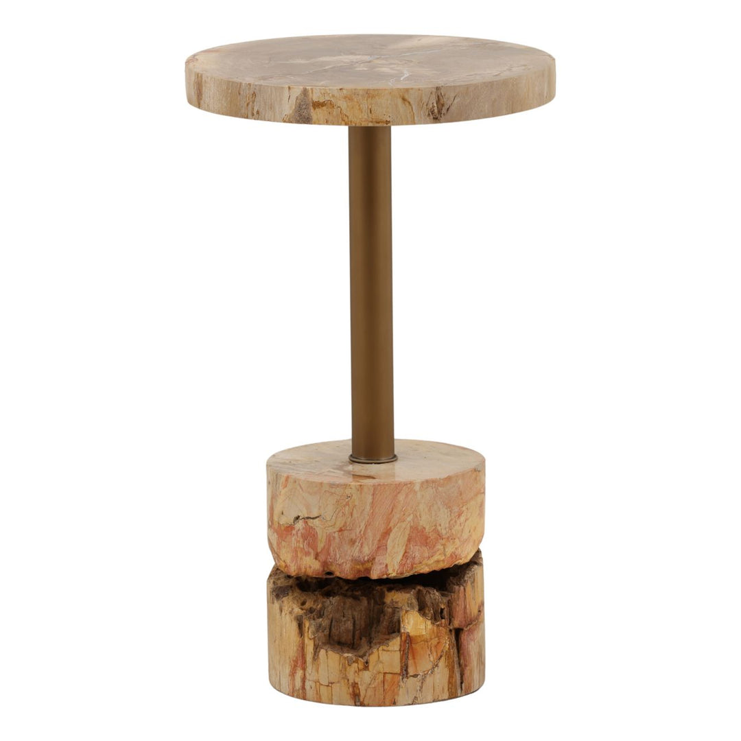 Cael Petrified Wood Side Table, three-quarter studio view