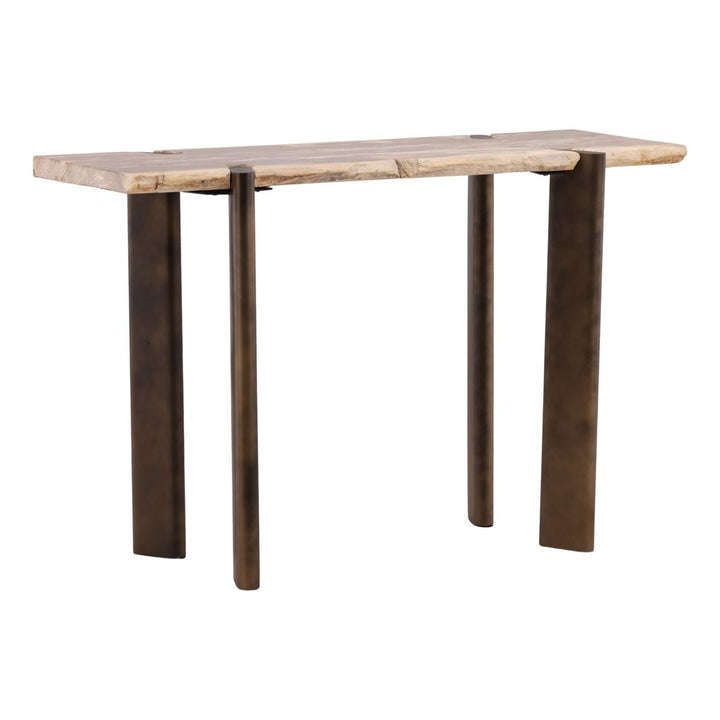Peri Petrified Wood Console Table, three-quarter studio view