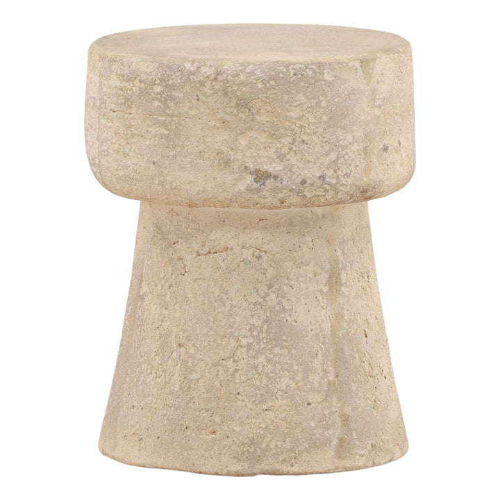 Seda Stone Outdoor Side Table, three-quarter studio view