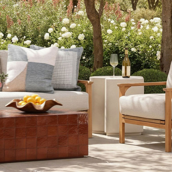 Seda Stone Outdoor Side Table, manufacturer lifestyle setting