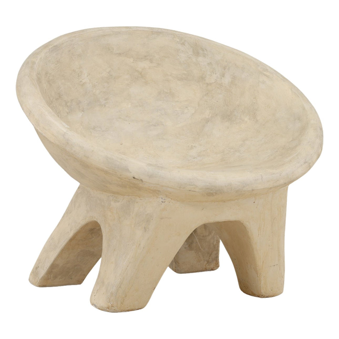 Saven Off White Stone Outdoor Chair, three-quarter studio view