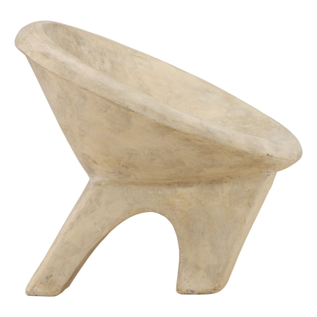 Saven Off White Stone Outdoor Chair, profile view