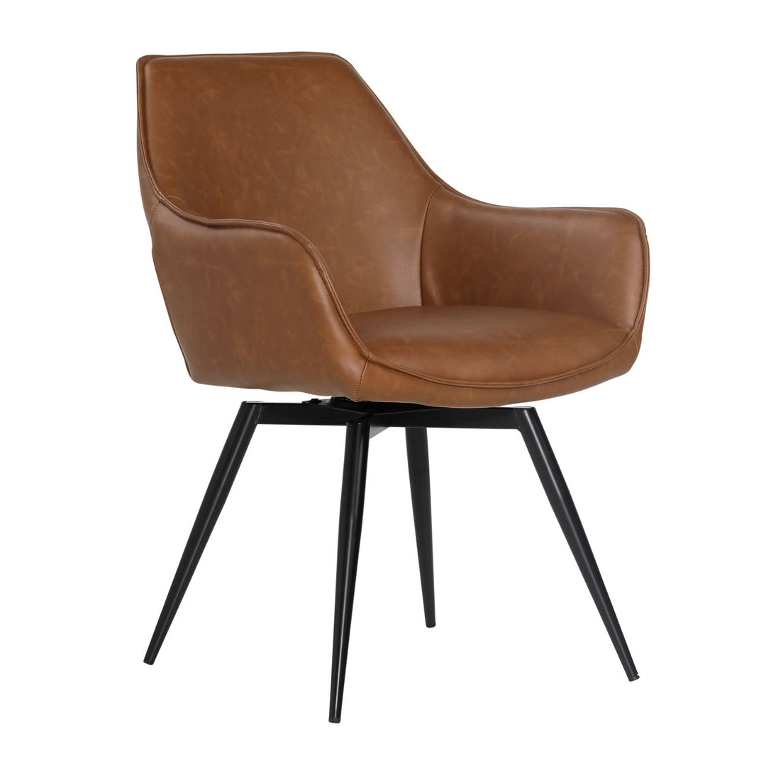 Verena Antique Brown Swivel Dining Chair, three-quarter studio view