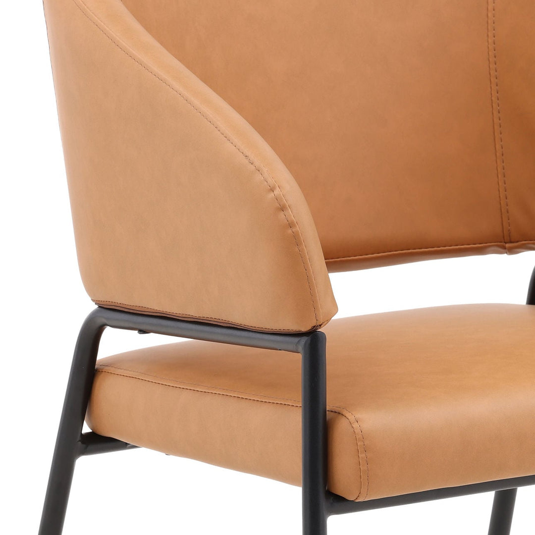 Cathrin Dining Chairs, Set of 2, Camel Faux Leather, detail 2 view
