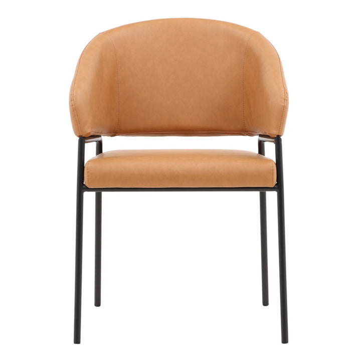 Cathrin Dining Chairs, Set of 2, Camel Faux Leather, front view