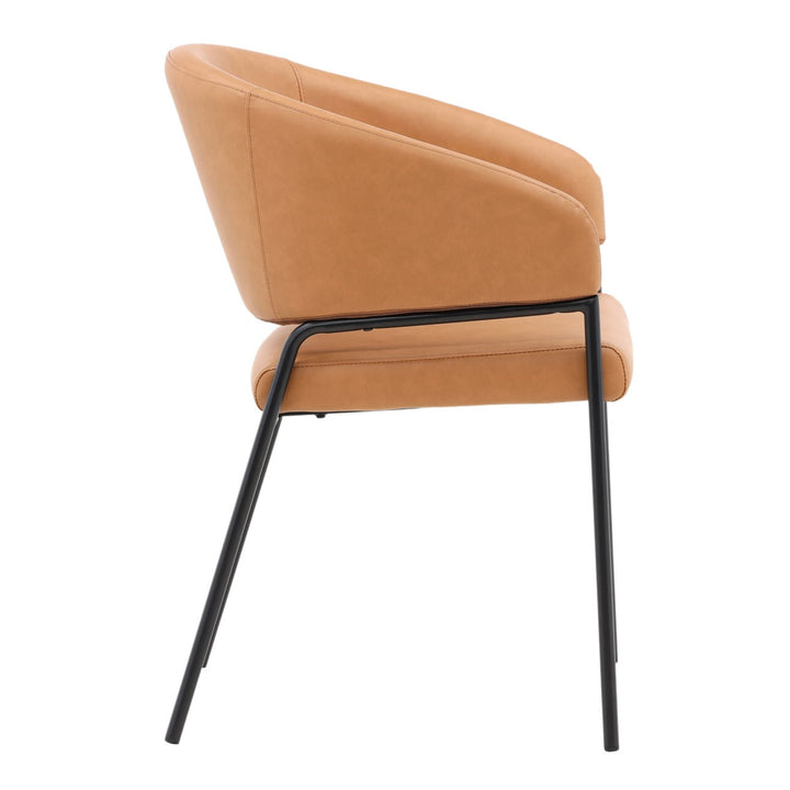 Cathrin Dining Chairs, Set of 2, Camel Faux Leather, profile view