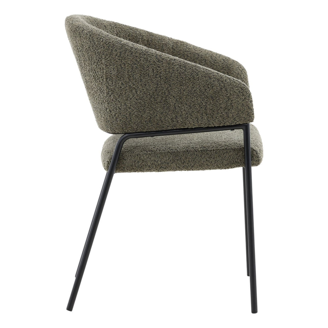 Cathrin Dining Chairs, Set of 2, Olive Boucle, profile view