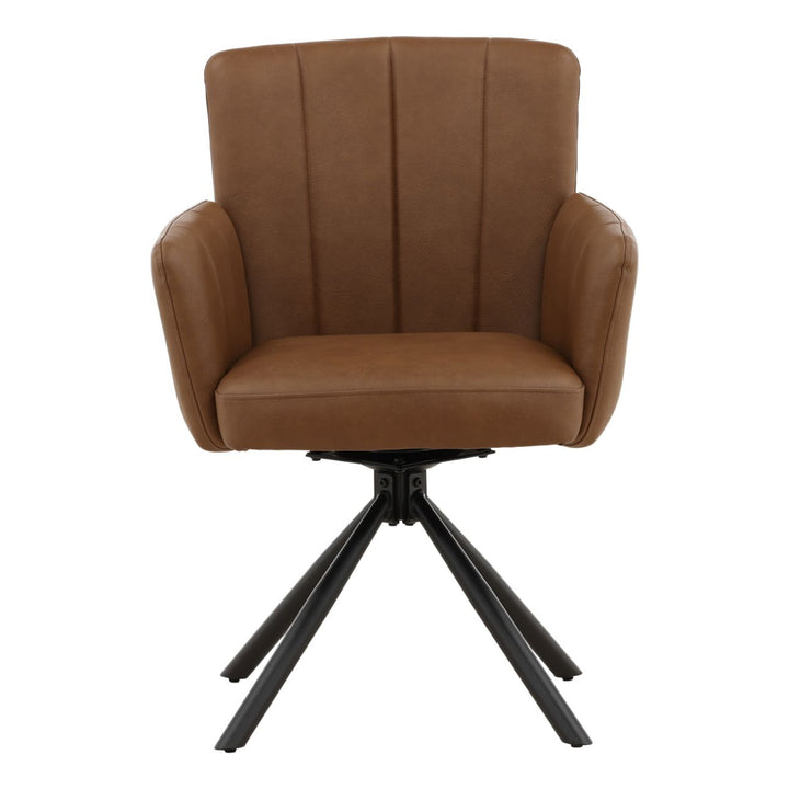 Stevan Cognac Swivel Dining Chairs, Set of 2, front view