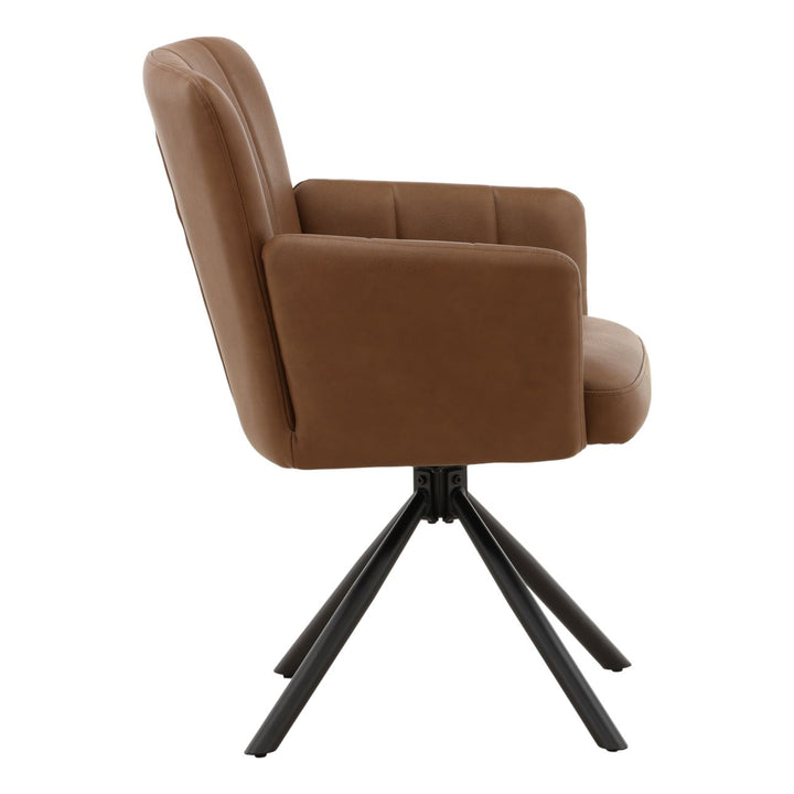 Stevan Cognac Swivel Dining Chairs, Set of 2, profile view