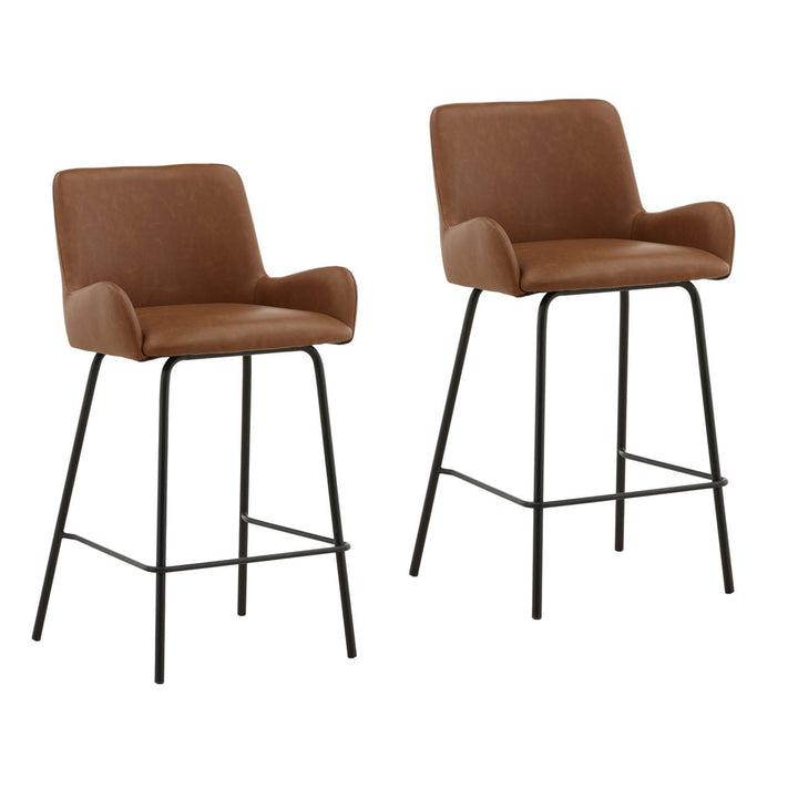Zamelle Saddle Counter Stools Set of 2, three-quarter studio view