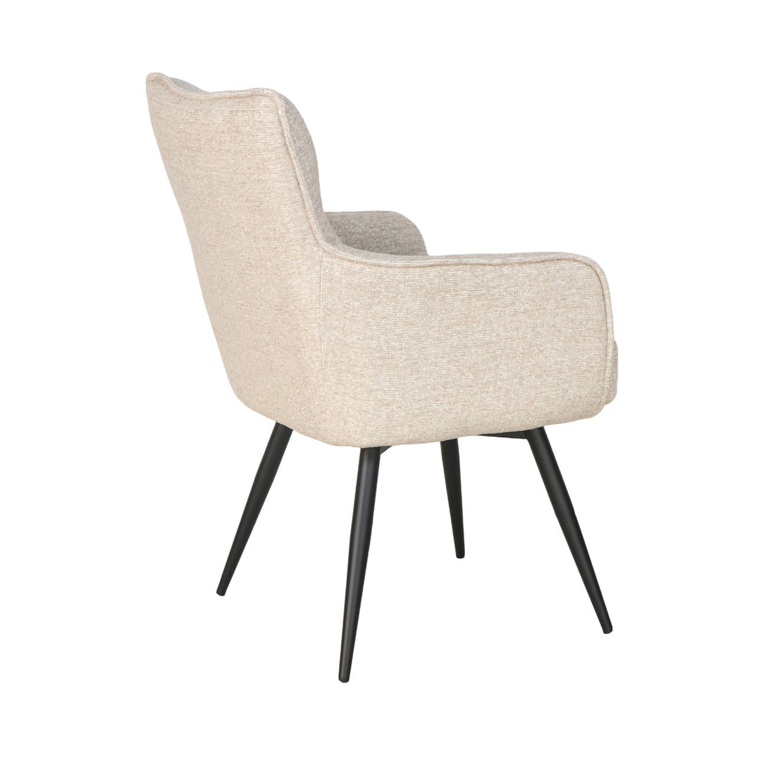 Adeline Chenille Dining Chair, Beige and Black, back three quarter view