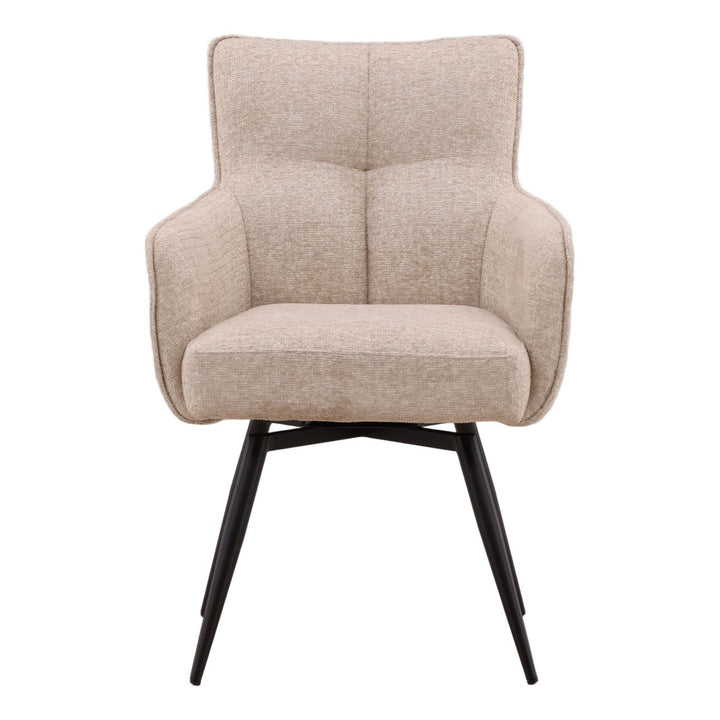 Adeline Chenille Dining Chair, Beige and Black, front view