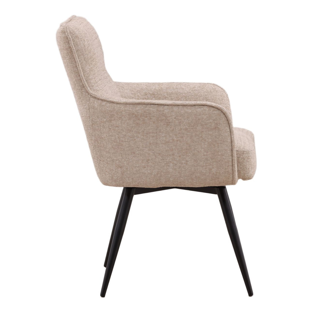 Adeline Chenille Dining Chair, Beige and Black, profile view