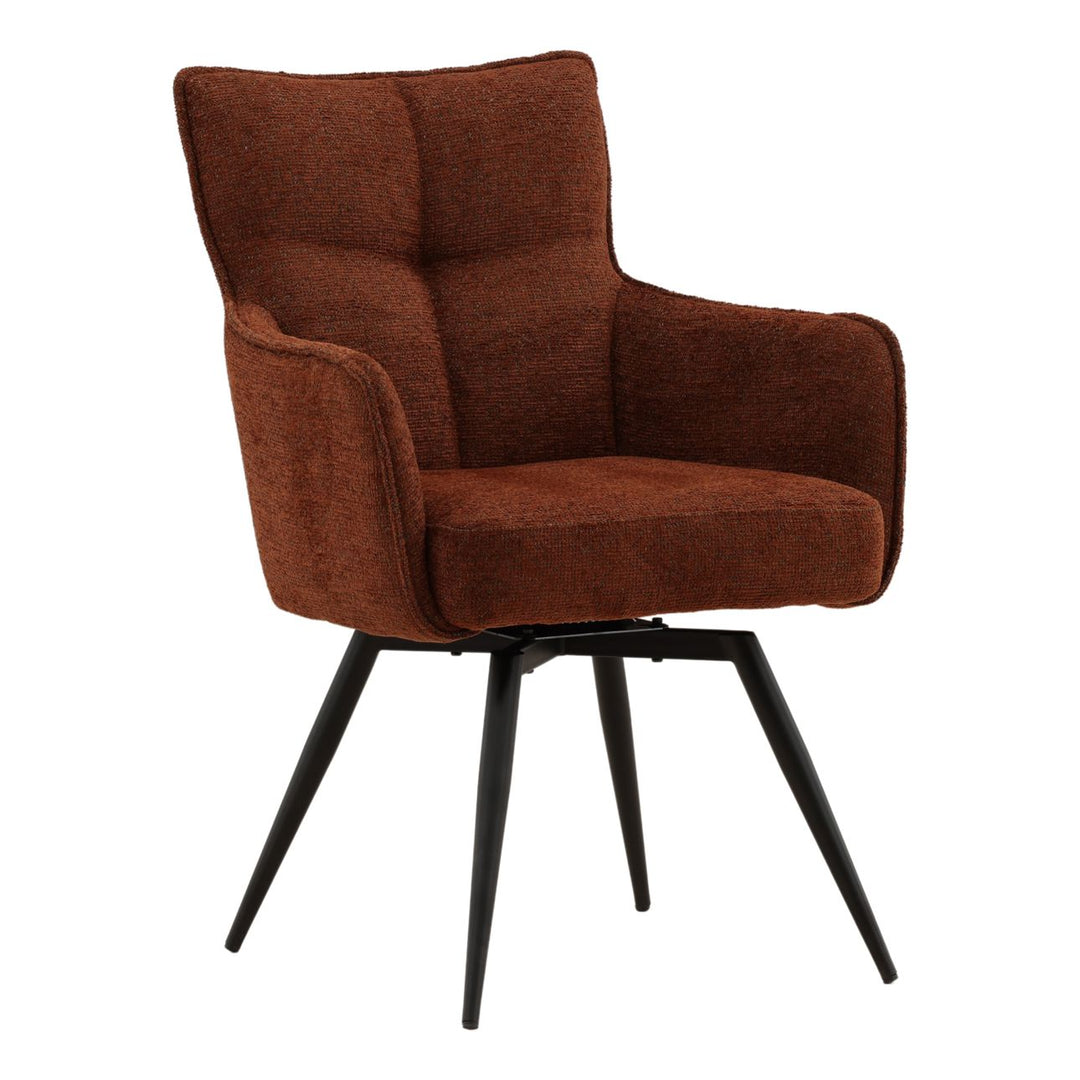 Adeline Chenille Dining Chair, Burgundy and Black, three-quarter studio view