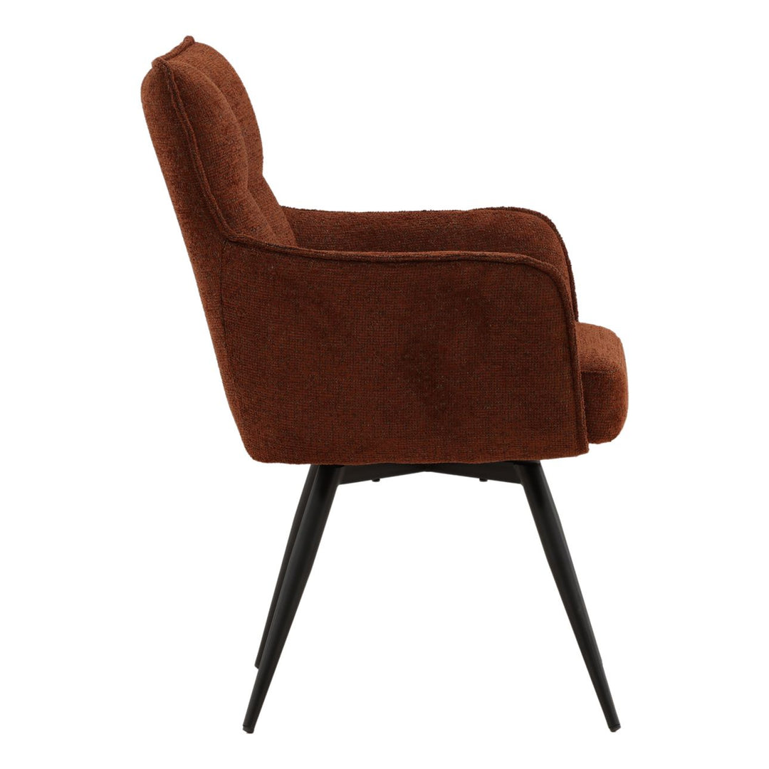 Adeline Chenille Dining Chair, Burgundy and Black, profile view