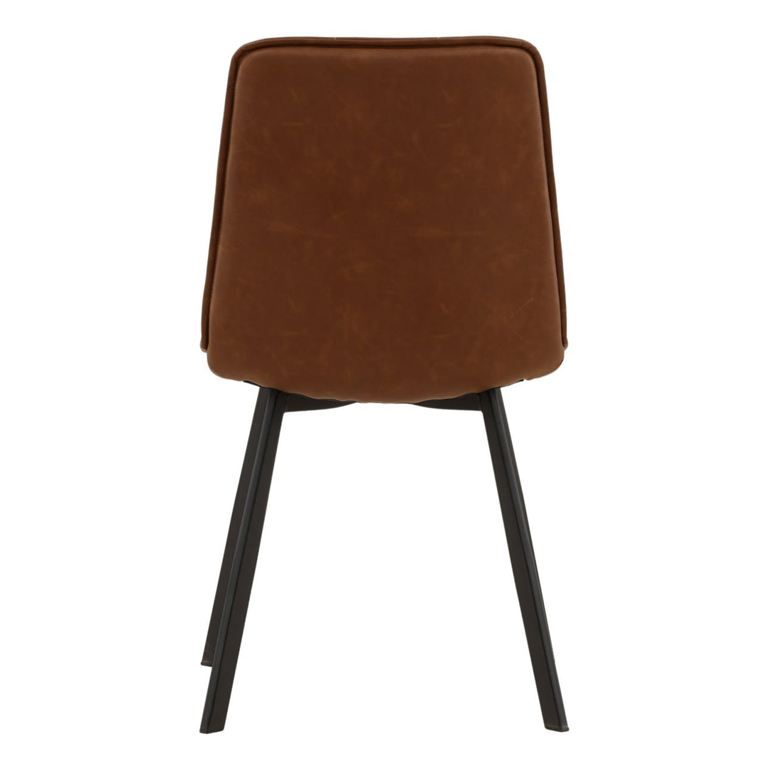 Izel Faux Leather Dining Chairs, Set of 2, Brown and Black, back view