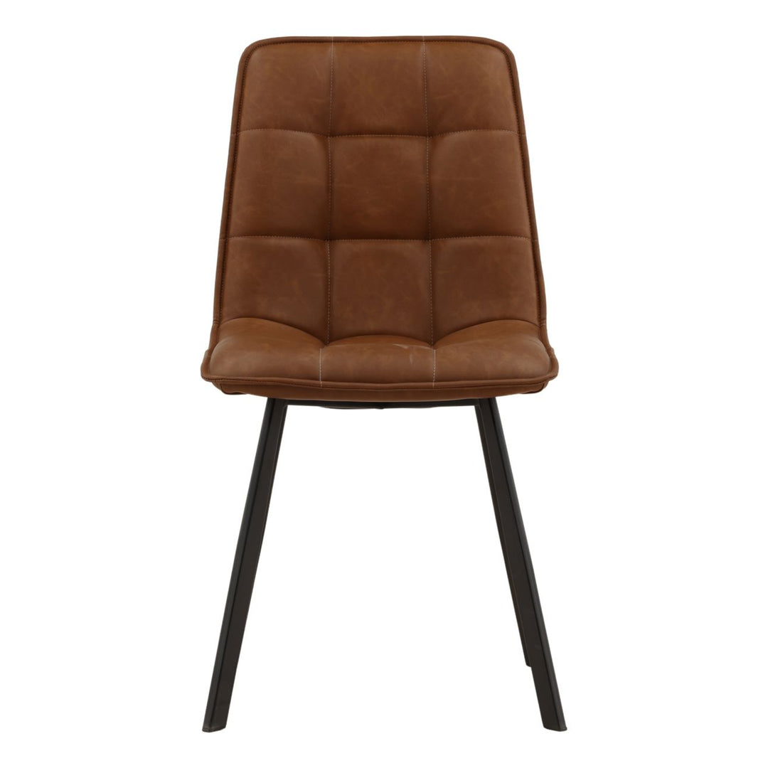 Izel Faux Leather Dining Chairs, Set of 2, Brown and Black, front view