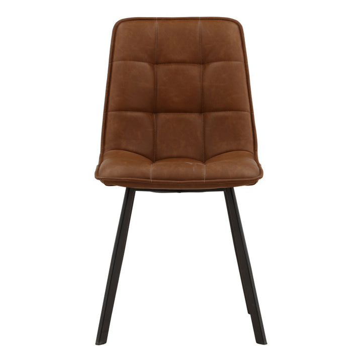 Izel Faux Leather Dining Chairs, Set of 2, Brown and Black, front view