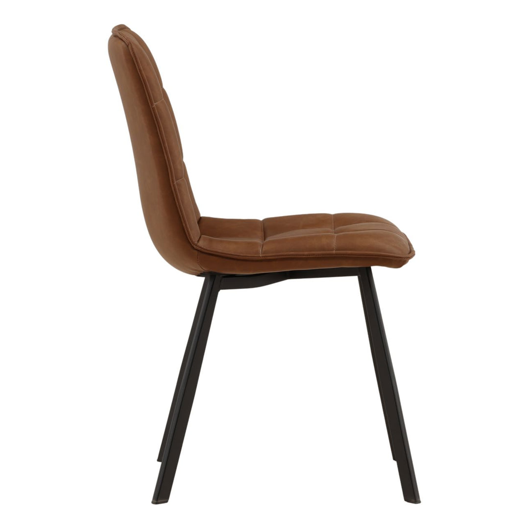 Izel Faux Leather Dining Chairs, Set of 2, Brown and Black, profile view