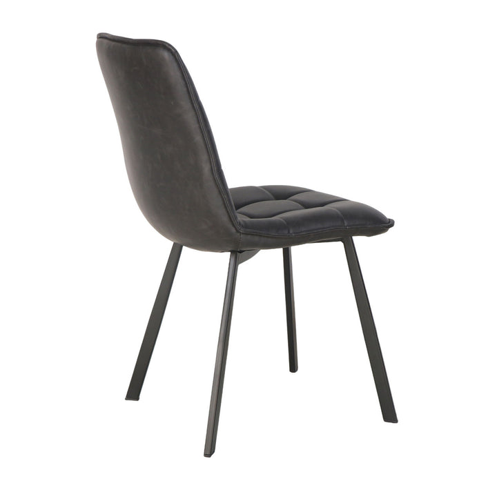 Izel Faux Leather Dining Chairs, Set of 2, Charcoal and Black, back three quarter view