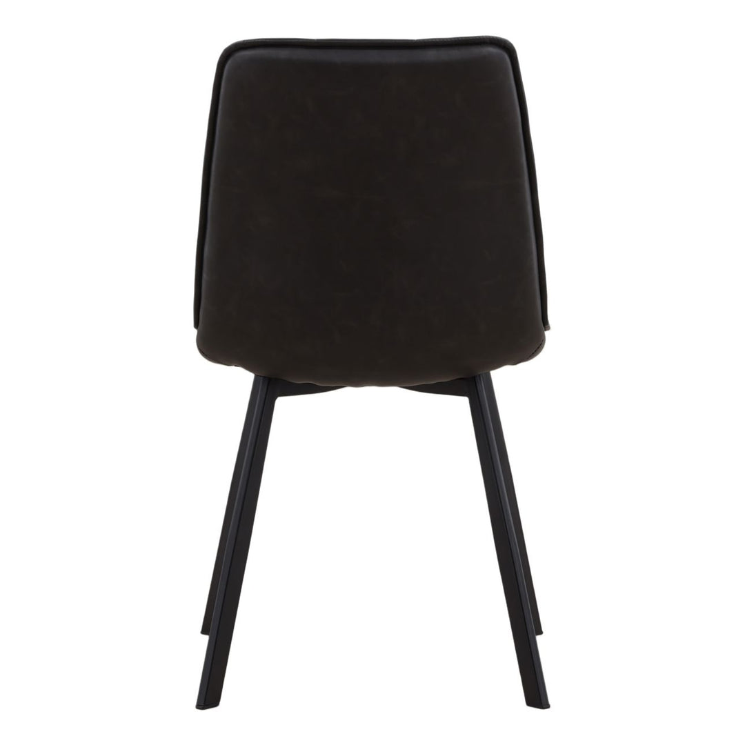 Izel Faux Leather Dining Chairs, Set of 2, Charcoal and Black, back view