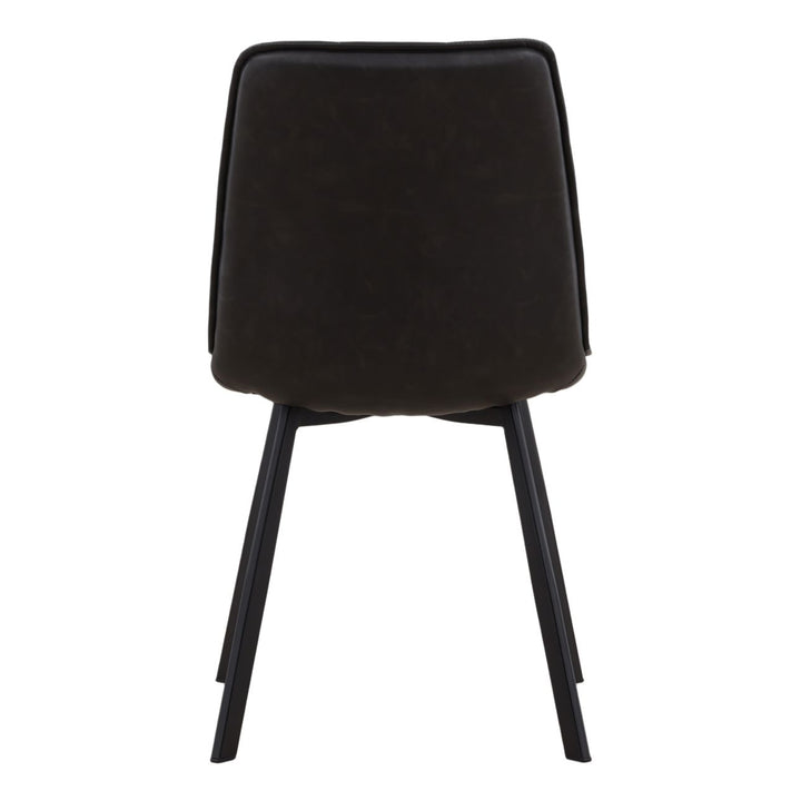 Izel Faux Leather Dining Chairs, Set of 2, Charcoal and Black, back view