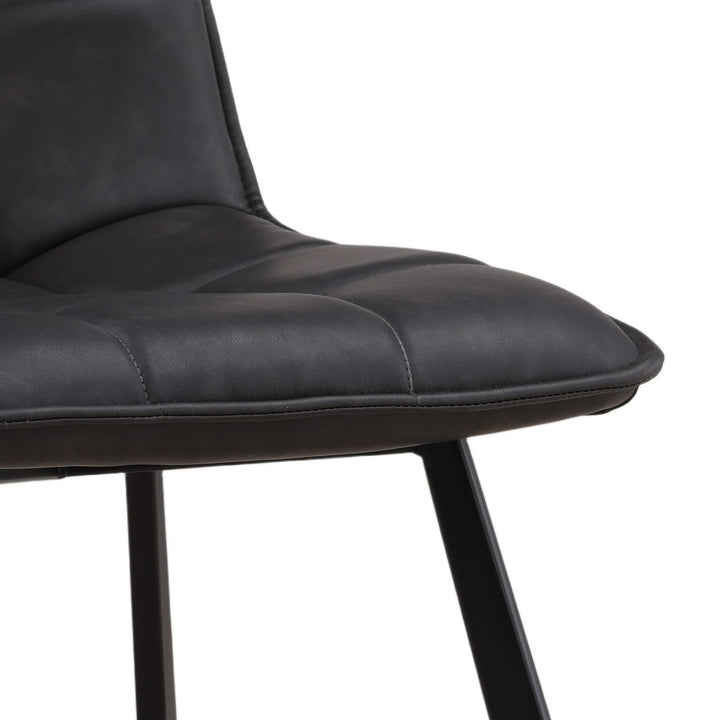 Izel Faux Leather Dining Chairs, Set of 2, Charcoal and Black, detail 2 view