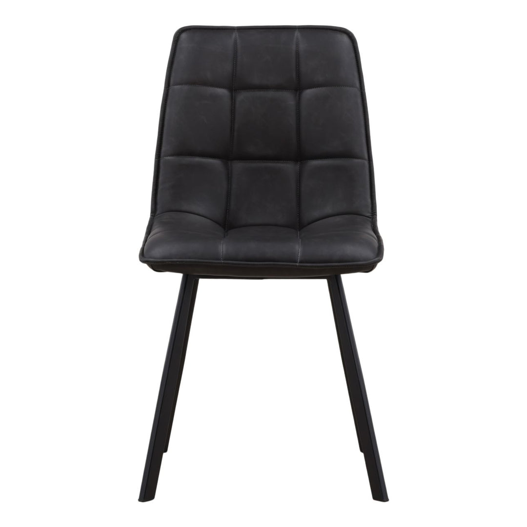 Izel Faux Leather Dining Chairs, Set of 2, Charcoal and Black, front view