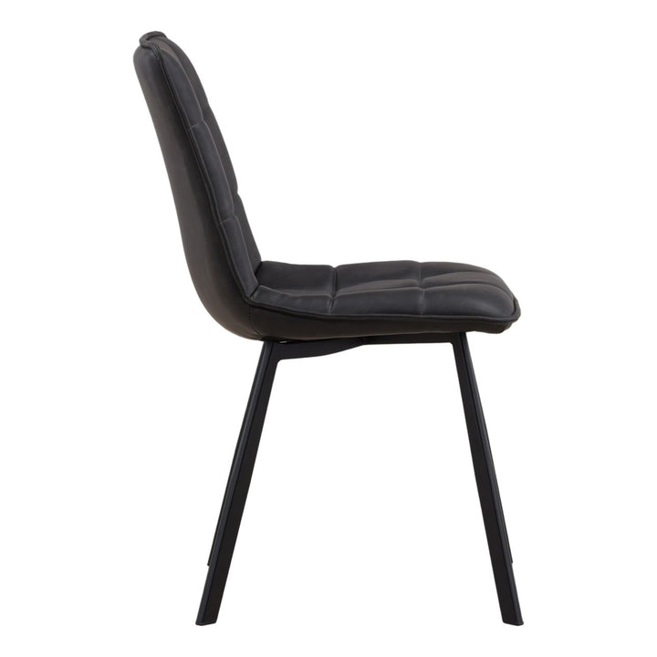 Izel Faux Leather Dining Chairs, Set of 2, Charcoal and Black, profile view