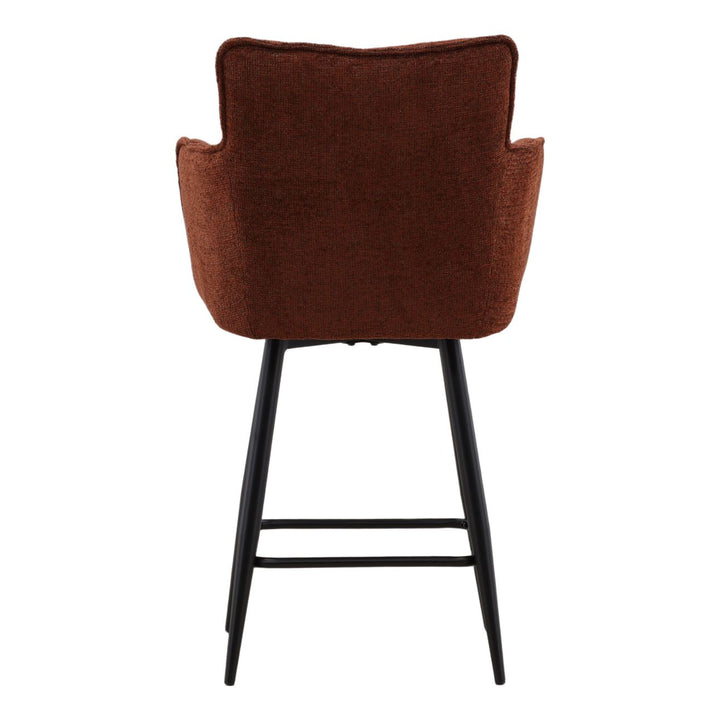 Adelina Burgundy Chenille Counter Stools Set of 2, back view