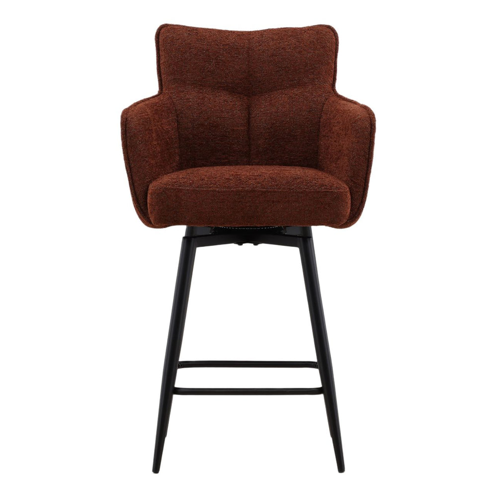 Adelina Burgundy Chenille Counter Stools Set of 2, front view