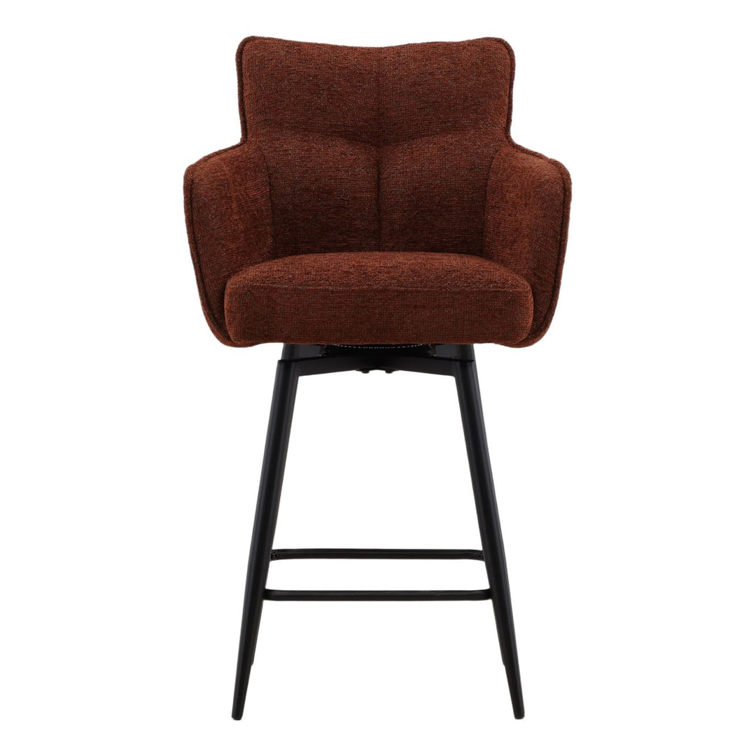 Adelina Burgundy Chenille Counter Stools Set of 2, front view