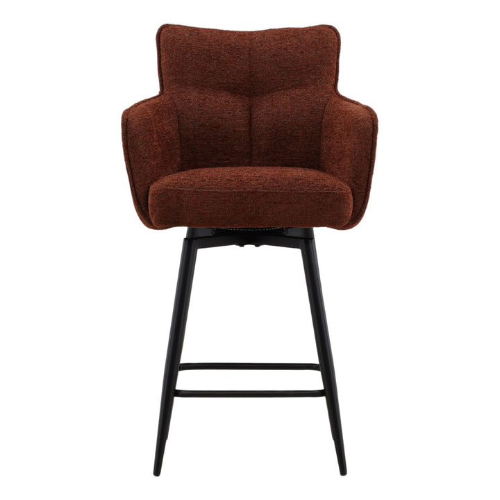 Adelina Burgundy Chenille Counter Stools Set of 2, front view