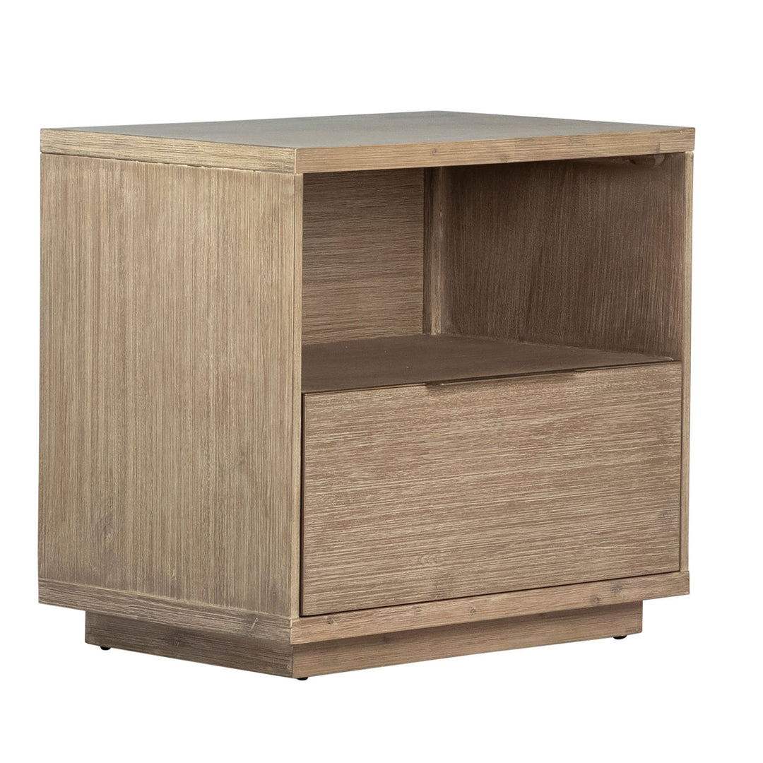 Juliet Solid Acacia Nightstand, back three quarter view