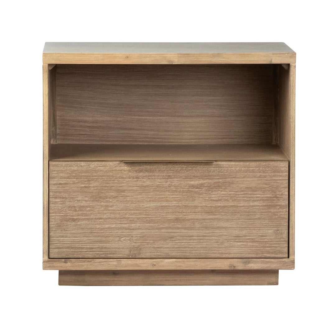 Juliet Solid Acacia Nightstand, front view