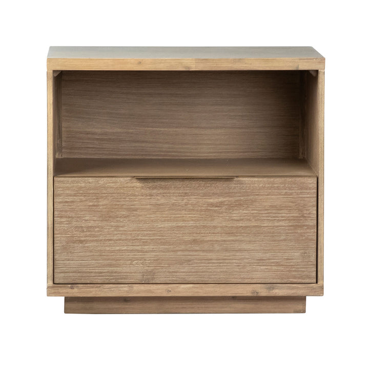 Juliet Solid Acacia Nightstand, front view