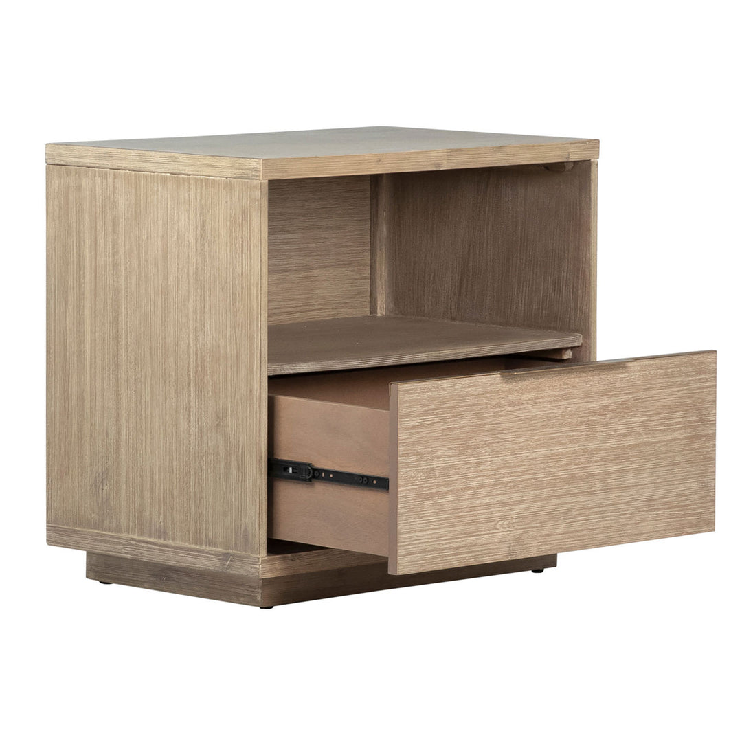 Juliet Solid Acacia Nightstand, open door view