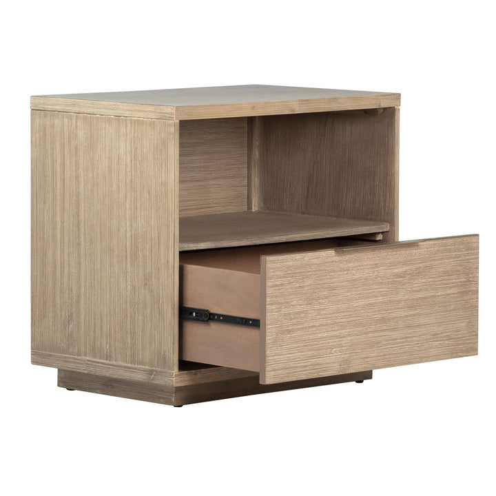 Juliet Solid Acacia Nightstand, open door view