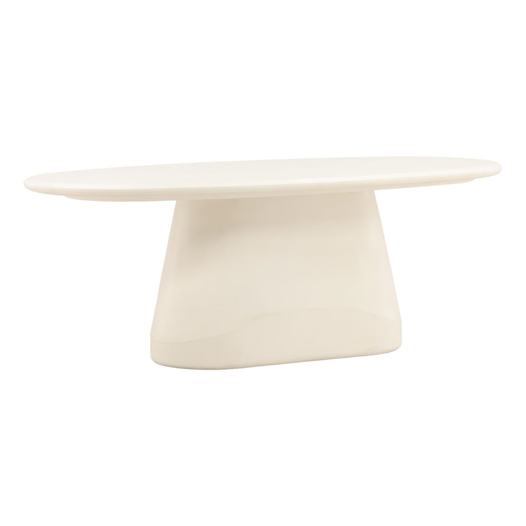 Turner Ivory Concrete Outdoor Dining Table, three-quarter studio view