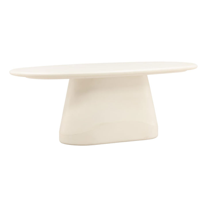 Turner Ivory Concrete Outdoor Dining Table, three-quarter studio view