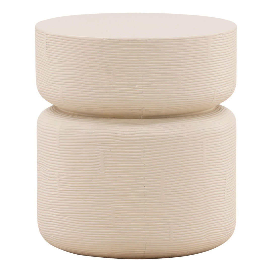 Iveta Ivory Outdoor Side Table, three-quarter studio view