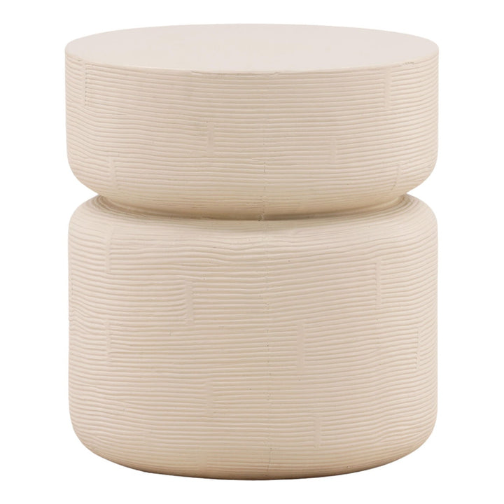 Iveta Ivory Outdoor Side Table, three-quarter studio view